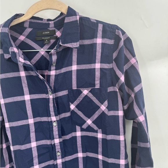 J. Crew Classic Fit Pink Purple Plaid Button Front Women 6 Western Preppy Top - Picture 3 of 8